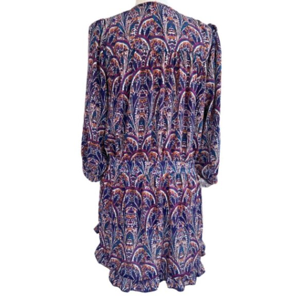 OLIVACEOUS Paisley Tassel Drawstring Dress with Ruffle Hem Size M - Picture 7 of 14